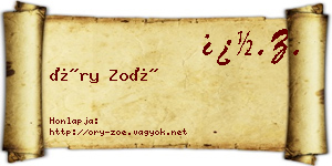 Őry Zoé névjegykártya